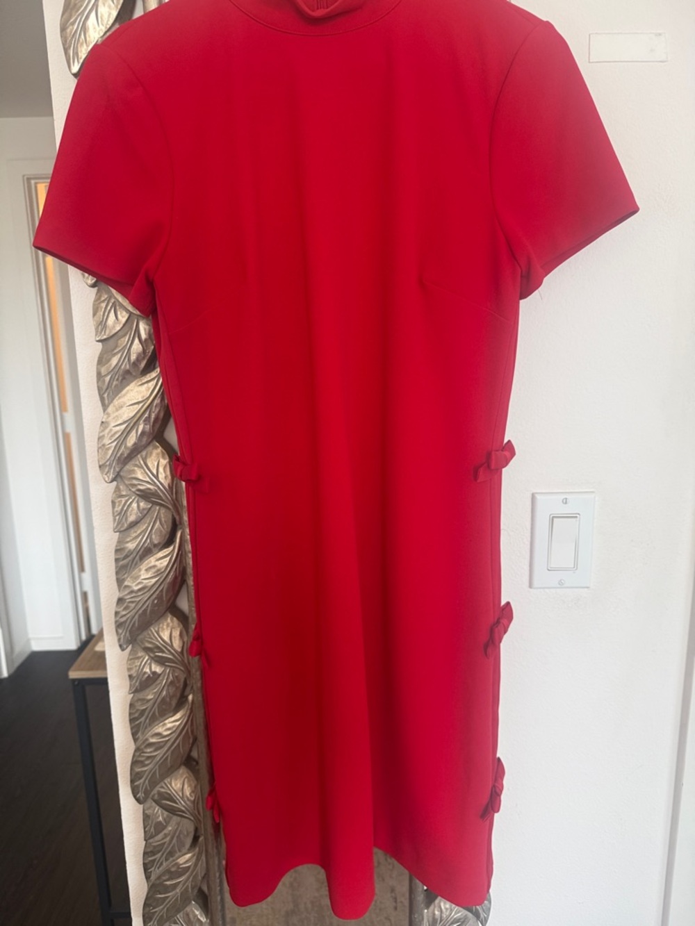 Karl Lagerfeld Red Midi Dress with Side Bow Details